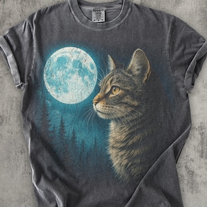 Vintage Cat 90s Graphic Tee Shirt, Cats Lover T-shirt, Y2K Nature Moon Shirt, Nostalgia Unisex Cotton, Gag Gifts, Comfort Colors