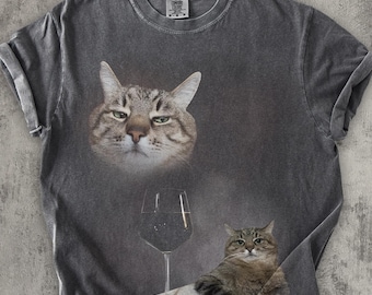 Camiseta divertida con meme de gato y vino, regalo para mujer y hombre, ropa desquiciada, camiseta de gatos graciosos, colores cómodos, camisetas inapropiadas, regalos