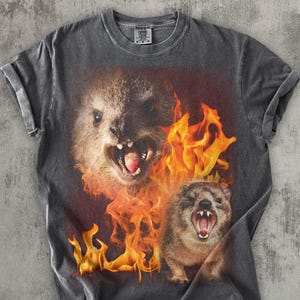 Funny Rock Hyrax Fire Meme Tee Shirt Gift for Woman and Man, Stupid Gifts, Cringe T-shirt, Ugly Shirts, Comfort Colors, Inappropriate Tees