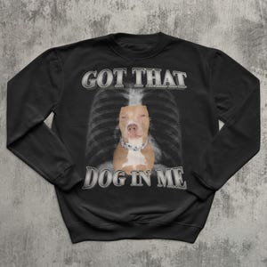 Got That Dog In Me Funny Sweatshirt, Y2k Retro Sweater, Dogs Lover Gift, Silly Sweatshirts, Unhinged Clothes, Lightskin Dog Top, Weird Tops