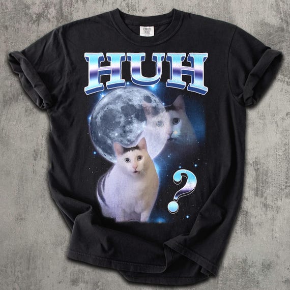 HUH Funny Dank Cat Meme Tee Shirt Gift for Woman and Man, Ugly Shirts, Unhinged T-shirt, Goofy Ahh Cats Clothes, Comfort Colors Tee, Gifts
