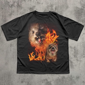 Funny Rock Hyrax Fire Meme Tee Shirt Gift for Woman and Man, Stupid Gifts, Cringe T-shirt, Ugly Shirts, Comfort Colors, Inappropriate Tees Black