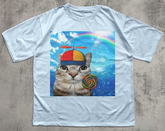 Happy Cat Dreamcore T-shirt, Funny Cats Shirt, Brainrot Meme Tee, Silly Kitten Tee, Cat Lover Gifts, Weird Tees, Gen Z Humor Tshirt