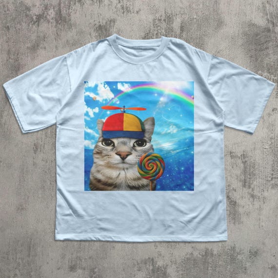 Happy Cat Dreamcore T-shirt, Funny Cats Shirt, Brainrot Meme Tee, Silly Kitten Tee, Cat Lover Gifts, Weird Tees, Gen Z Humor Tshirt