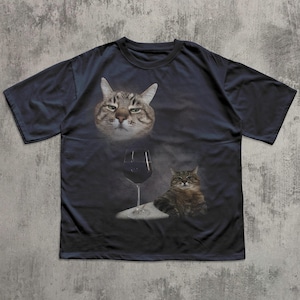 Camiseta divertida con meme de gato y vino, regalo para mujer y hombre, ropa desquiciada, camiseta de gatos graciosos, colores cómodos, camisetas inapropiadas, regalos Navy