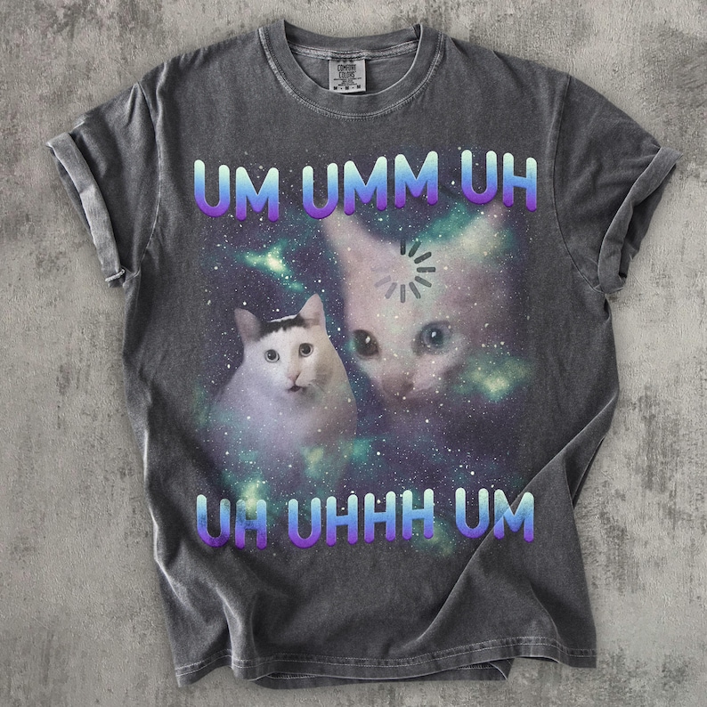 Camiseta divertida con meme de gato "Uh UHH", regalo para mujer y hombre, colores cómodos, regalos de broma, camiseta desquiciada, camisetas irónicas, gatos retro vintage de los 90 imagen 1