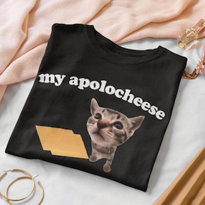 My Apolocheese Funny Cat Dank Meme Tee Shirt Gift for Woman and Man, Ugly Shirts, Cringe T-shirt, Unhinged Tshirt, Inappropriate Tees, Gifts