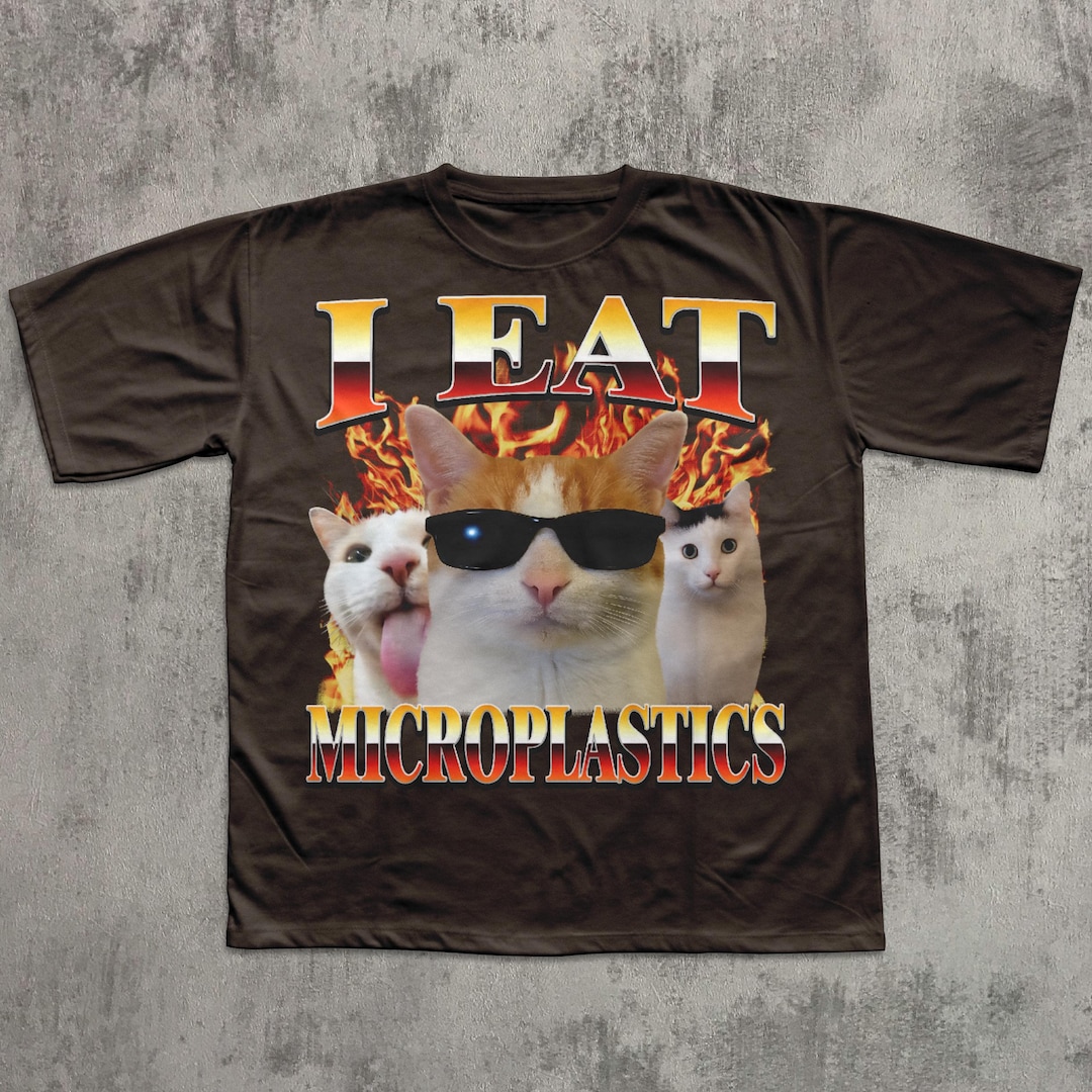 I Eat Microplastics Funny Cat Meme T-shirt, Brainrot Cats Shirt, Weird ...