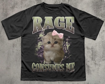 Rage Consumes Me Funny Cat Meme Tee Shirt, Silly Cats T-shirt, Stupid Gifts, Brainrot Shirts, Ugly Tees, Unhinged Clothes, Gift for Her