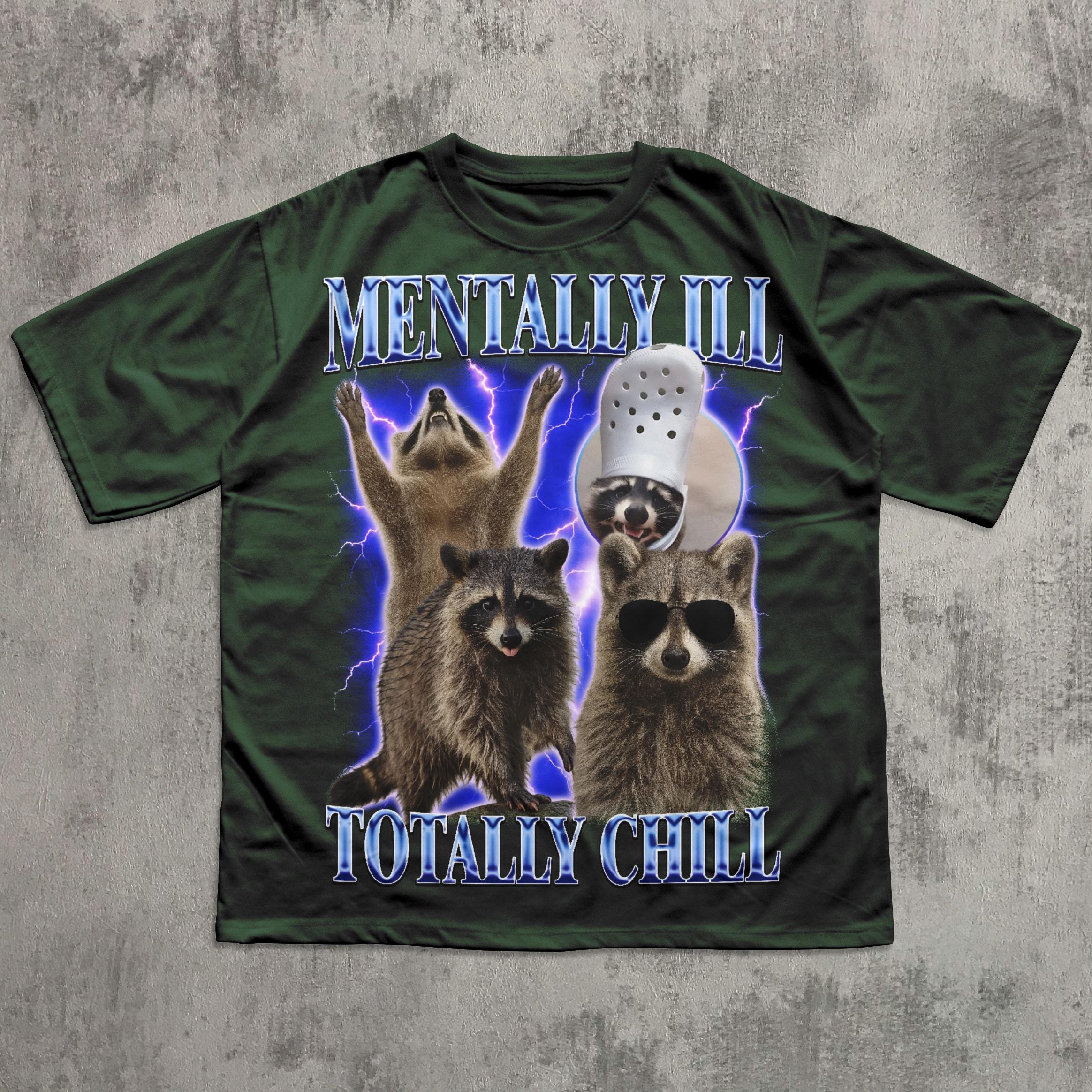Mentally Ill Totally Chill Funny Raccoon Shirt, Vintage Graphic