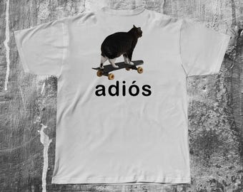 Camiseta con meme de gato, regalo para mujer y hombre, camisetas feas, regalos estúpidos, camiseta inapropiada, camiseta vergonzosa, gatos en patineta