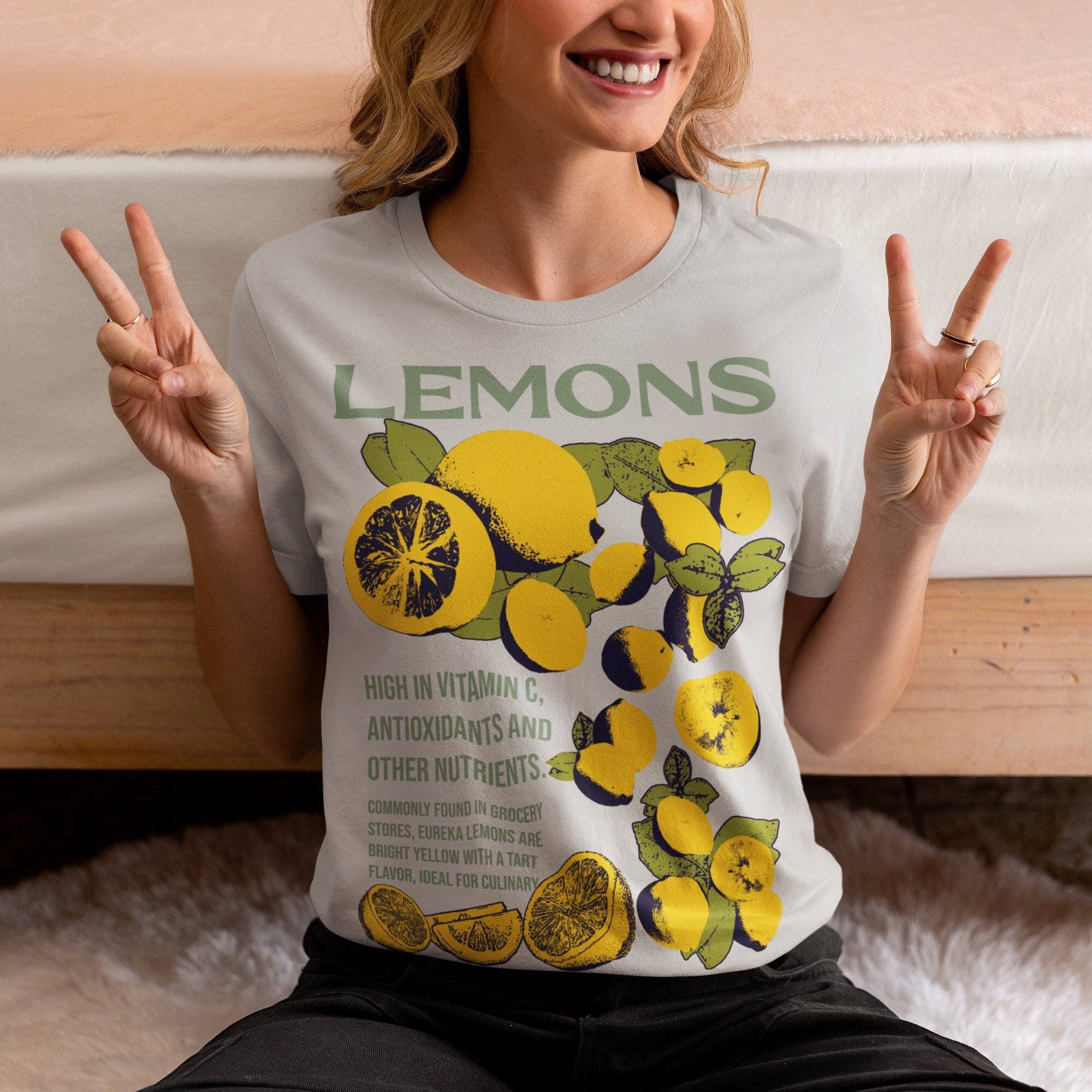 レモンのヴィンテージグラフィックTシャツ、90年代のレトロスタイルT