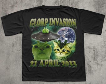 Glorp Invasion Funny Alien Cat T-shirt, Cats Lover Gift, Meme
