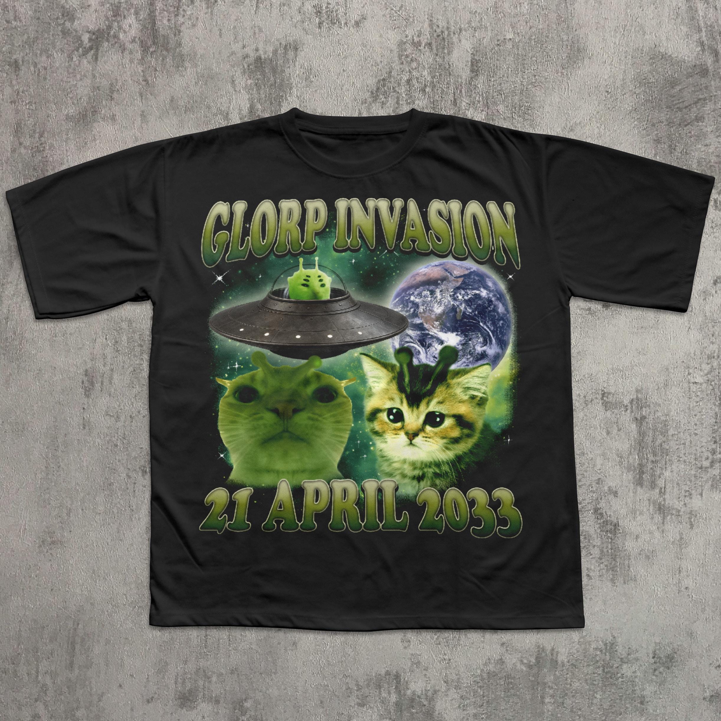 Glorp Invasion Funny Alien Cat T-shirt, Cats Lover Gift, Meme