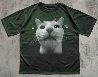 Y2k Retro Freaky Cat T-shirt, Vintage Graphic Tee, Silly Cats 