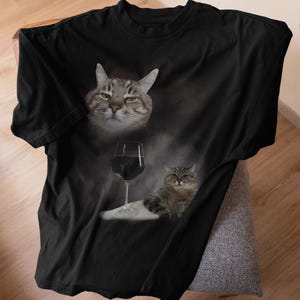 Camiseta divertida con meme de gato y vino, regalo para mujer y hombre, ropa desquiciada, camiseta de gatos graciosos, colores cómodos, camisetas inapropiadas, regalos imagen 6