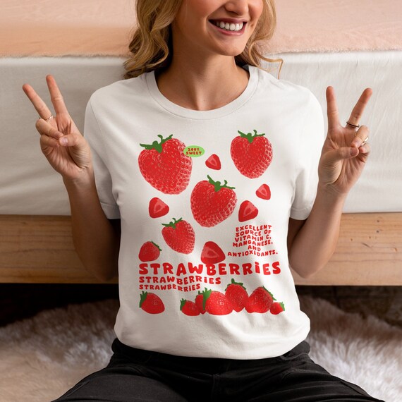 Strawberries Vintage Graphic Tee, Vegetables Shirt, Fruit