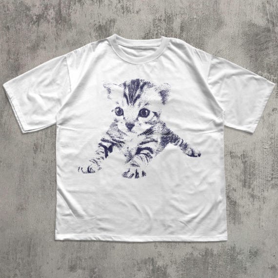 Y2k Vintage Graphic Cat T-shirt, Unisex Cotton Shirt, 90s Retro Tee, Cats Lover Gift, Funny Kitten Tshirt, Trendy Summer Tees, Cute Kittens