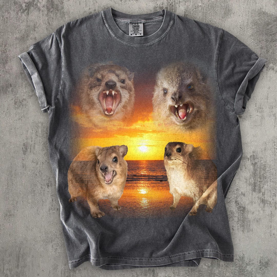 Four Hyraxes Retro Graphic T-shirts, Vintage Hyrax Sunset Shirt ...