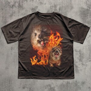 Funny Rock Hyrax Fire Meme Tee Shirt Gift for Woman and Man, Stupid Gifts, Cringe T-shirt, Ugly Shirts, Comfort Colors, Inappropriate Tees Dark Chocolate