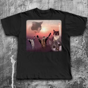 Funny Cat Meme Tee Shirt Gift for Woman and Man, Ugly Shirts, Cringe T-shirt, Stupid Gifts, Unhinged Clothes, Inappropriate Tees, Silly Cats