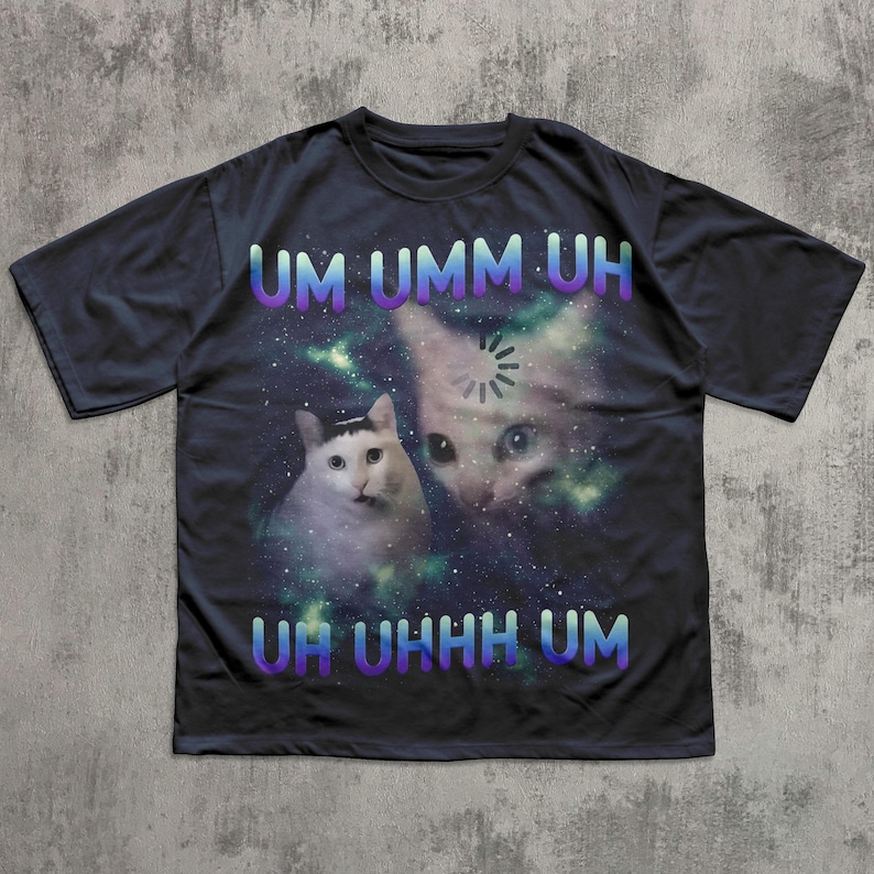 Camiseta divertida con meme de gato "Uh UHH", regalo para mujer y hombre, colores cómodos, regalos de broma, camiseta desquiciada, camisetas irónicas, gatos retro vintage de los 90 Navy