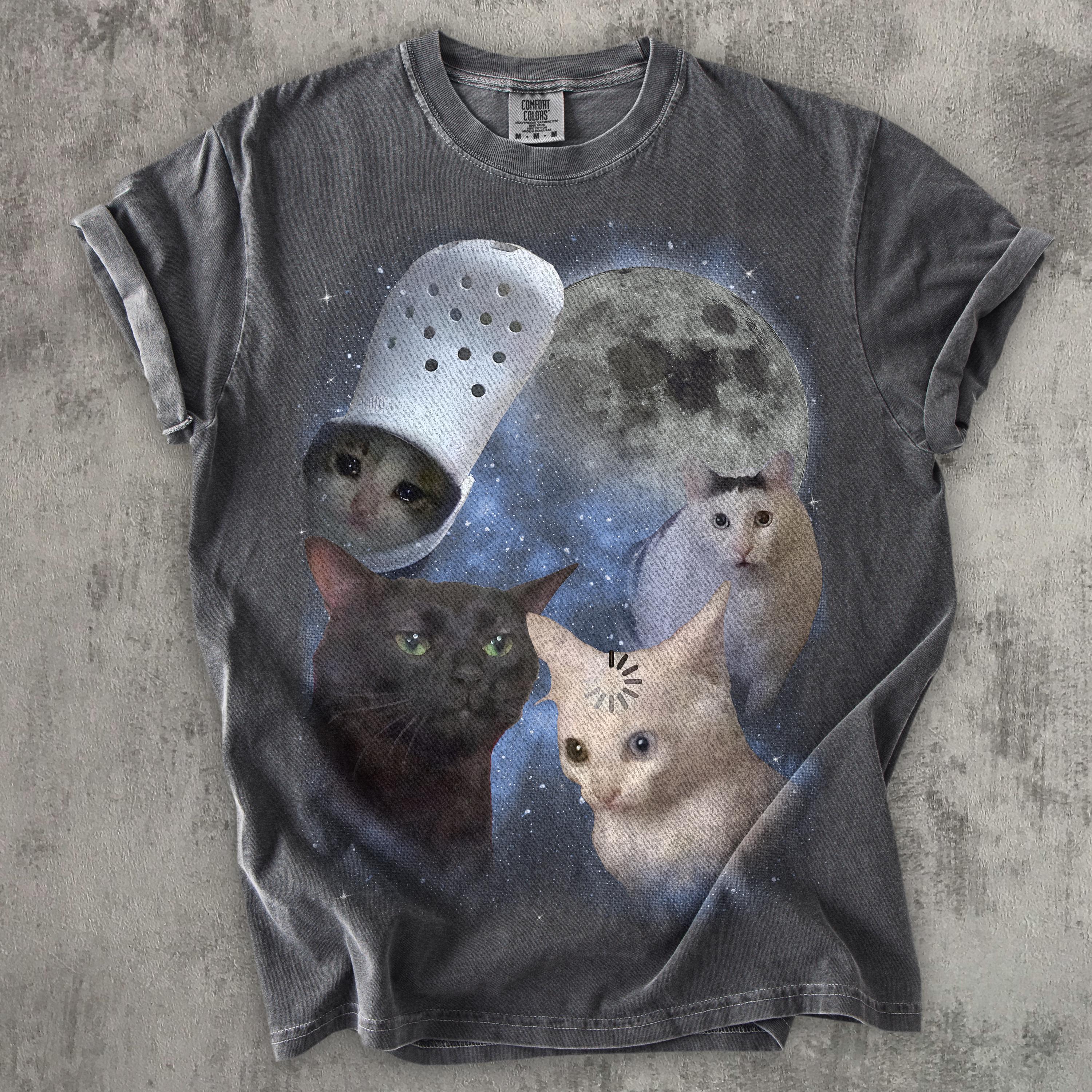 Confused Cats Moon Shirt, Funny Cat T-shirt, Ironic Tee, Meme