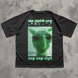 Lustiges Alien Katze Dank Meme T Shirt Geschenk für Frau und Mann, Brainrot T-Shirt, hässliche Shirts, Dumme Cringe Tshirt, Alien austauschbar