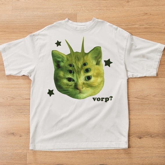 Vorp Funny Alien Cat Meme T-shirt, Silly Cats Shirt, Stupid Shirts, Unhinged Clothes, Brainrot Tee, Bogos Binted Memes Tee, Y2k Retro Tees