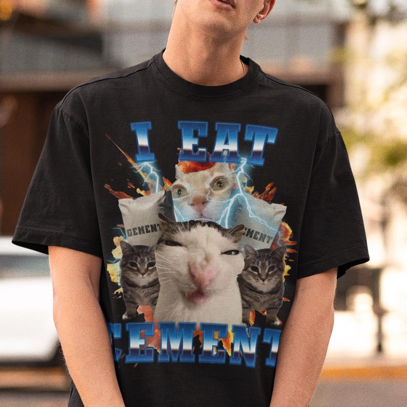I Eat Cement Funny Cat Meme Tee Shirt, Gift for Woman and Man, Stupid Gifts, Ugly Shirts, Unhinged T-shirt, Cringe Tshirt, Comfort Colors image 4