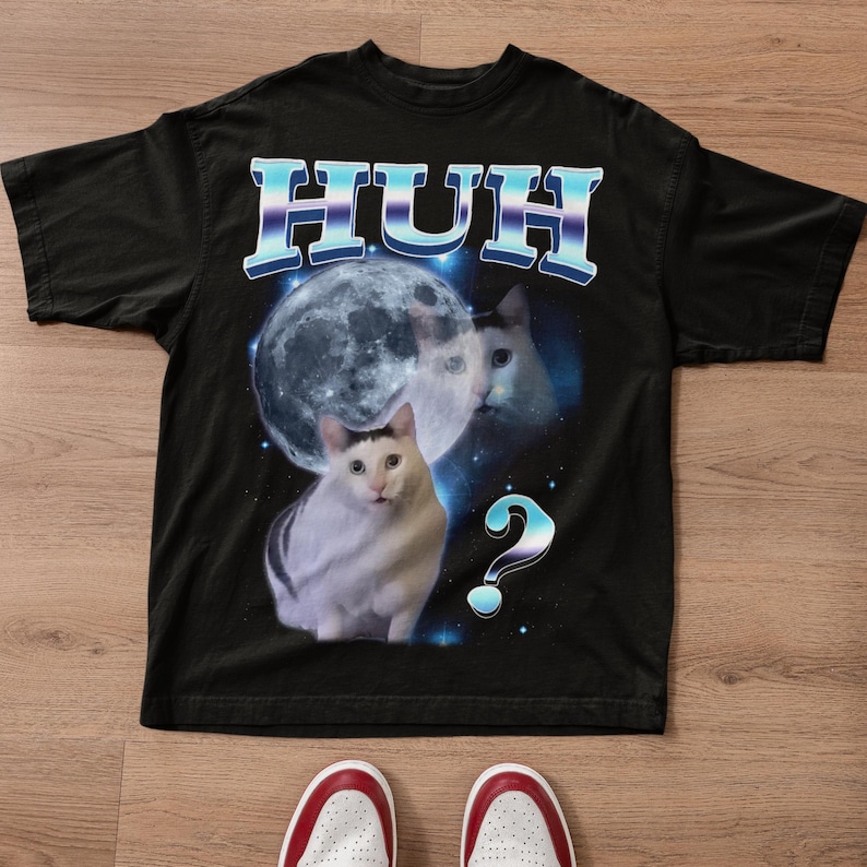 HUH - Camiseta divertida con meme de gato, regalo para mujer y hombre, camisetas feas, camiseta desquiciada, ropa de gatos tontos, camiseta de colores cómodos, regalos imagen 3