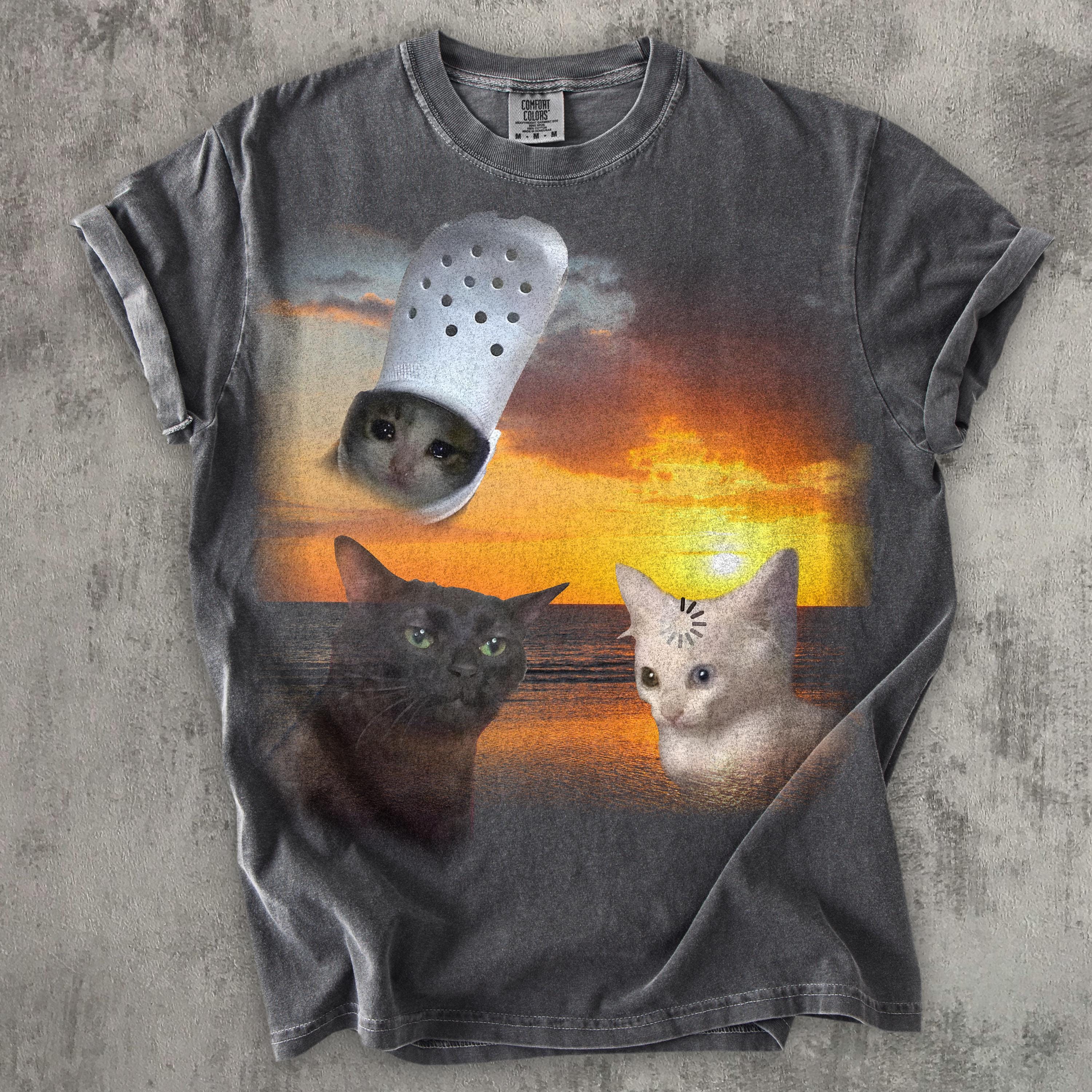 T-shirt Three Cats Sunset, shirt grappige kat meme, vintage grafisch  T-shirt, retro t-shirt jaren 90, rare shirts, gekke T-shirts, comfortabele  kleuren, grapcadeaus - Etsy België, image size:3000x3000