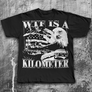 Wtf Is A Kilometer Funny Meme T-shirt, 90s Retro American Eagle Shirt, Patriotic Tee, Vintage Graphic Tees, 4th of July shirts, Silly Gifts