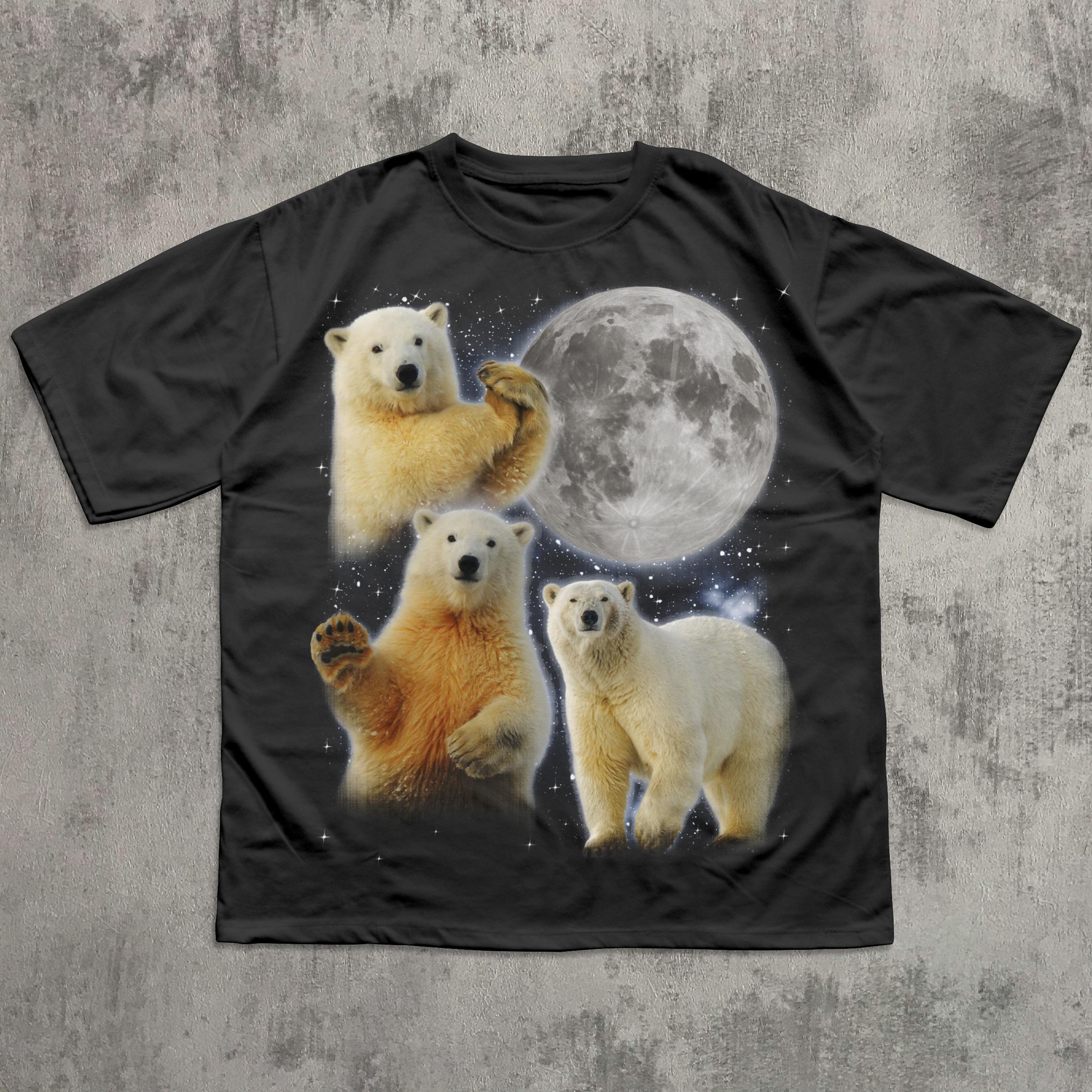 シロクマのグラフィックTシャツ3枚、ヴィンテージシロクマの月Tシャツ 