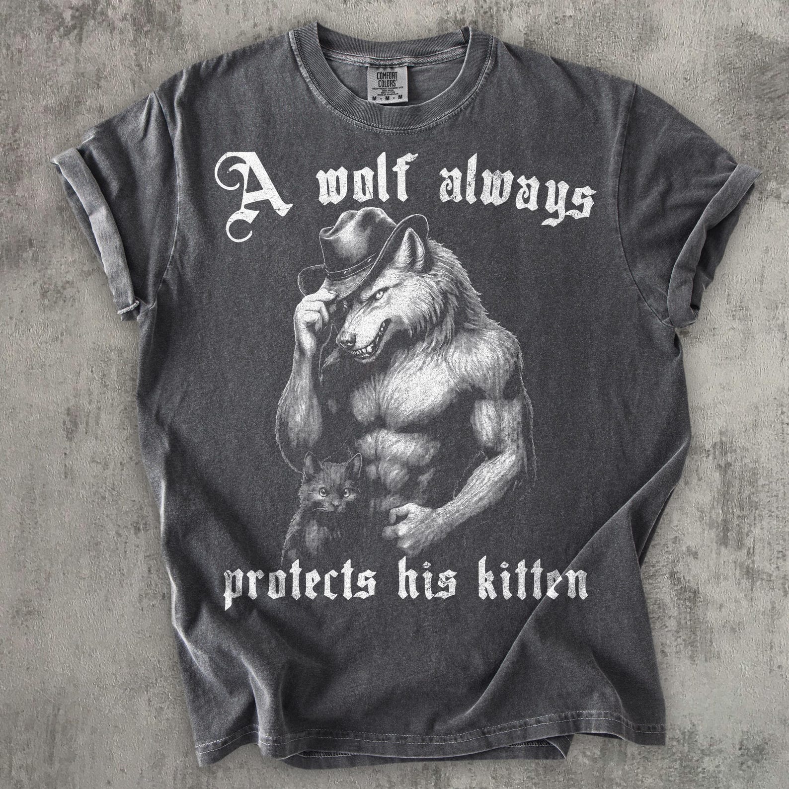 A Wolf Always Protects His Kitten Funny Meme T-shirt, Alpha Werewolf ...