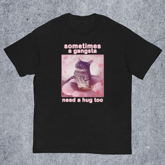 Sometimes a Gangsta Need a Hug Too Funny Cat Meme T shirt Gift for Her Goofy Ahh Shirt Innapropriate Shirts Freaky Tees Unhinged Tee Gifts Etsy