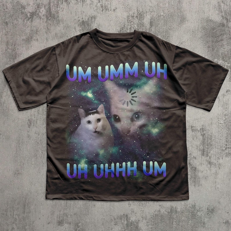 Camiseta divertida con meme de gato "Uh UHH", regalo para mujer y hombre, colores cómodos, regalos de broma, camiseta desquiciada, camisetas irónicas, gatos retro vintage de los 90 Dark Chocolate