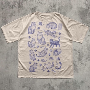 90s Retro Cat Tattoo T-shirt, Vintage Kitten Nature Shirt, Cat Lovers Gift, Unisex Cotton Relaxed Adult Graphic Tee, Funny Gifts, Cute Gifts