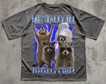 超レア　ミスチル桜井Lucky Raccoon ラッキーラクーン Tシャツ Mentally Ill Totally Chill Funny Raccoon Shirt, Vintage Graphic