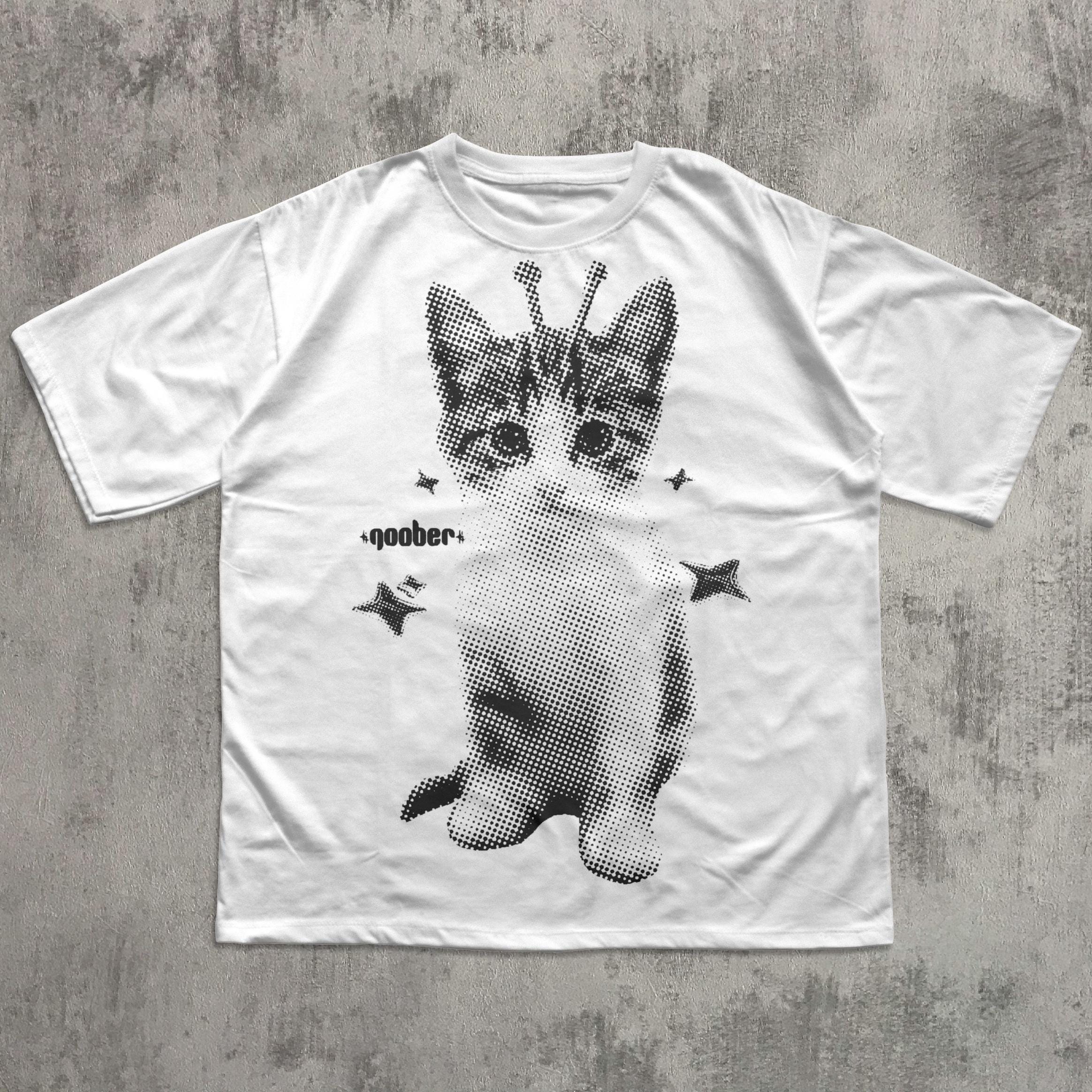 Y2k Retro Goober Alien Cat T-shirt, Vintage Graphic Tee, Silly