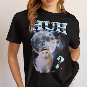 HUH - Camiseta divertida con meme de gato, regalo para mujer y hombre, camisetas feas, camiseta desquiciada, ropa de gatos tontos, camiseta de colores cómodos, regalos imagen 7