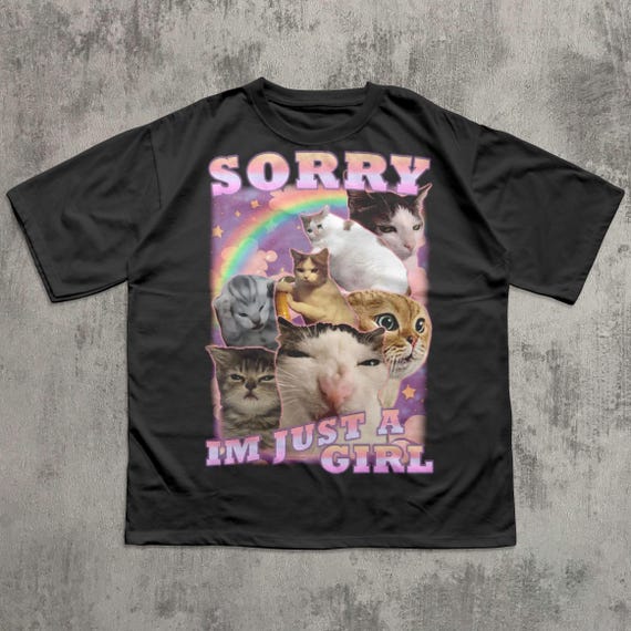 Sorry Im Just a Girl Funny Cat Meme T-shirt, Gift for Woman, Unhinged Cute Shirts, Ugly T-shirt, Stupid Gifts, Girl Aesthetic T-shirts