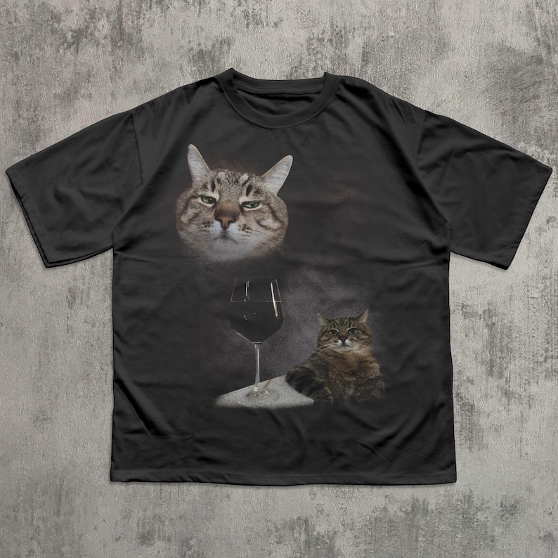 Camiseta divertida con meme de gato y vino, regalo para mujer y hombre, ropa desquiciada, camiseta de gatos graciosos, colores cómodos, camisetas inapropiadas, regalos Black