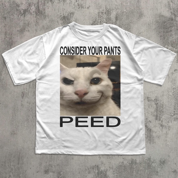 Consider your Pants Peed Funny Cat Meme T-shirt, Silly Cats Shirt, Brainrot Tee, Stupid Shirts, Ironic Feline Tees, Inappropriate Clothes