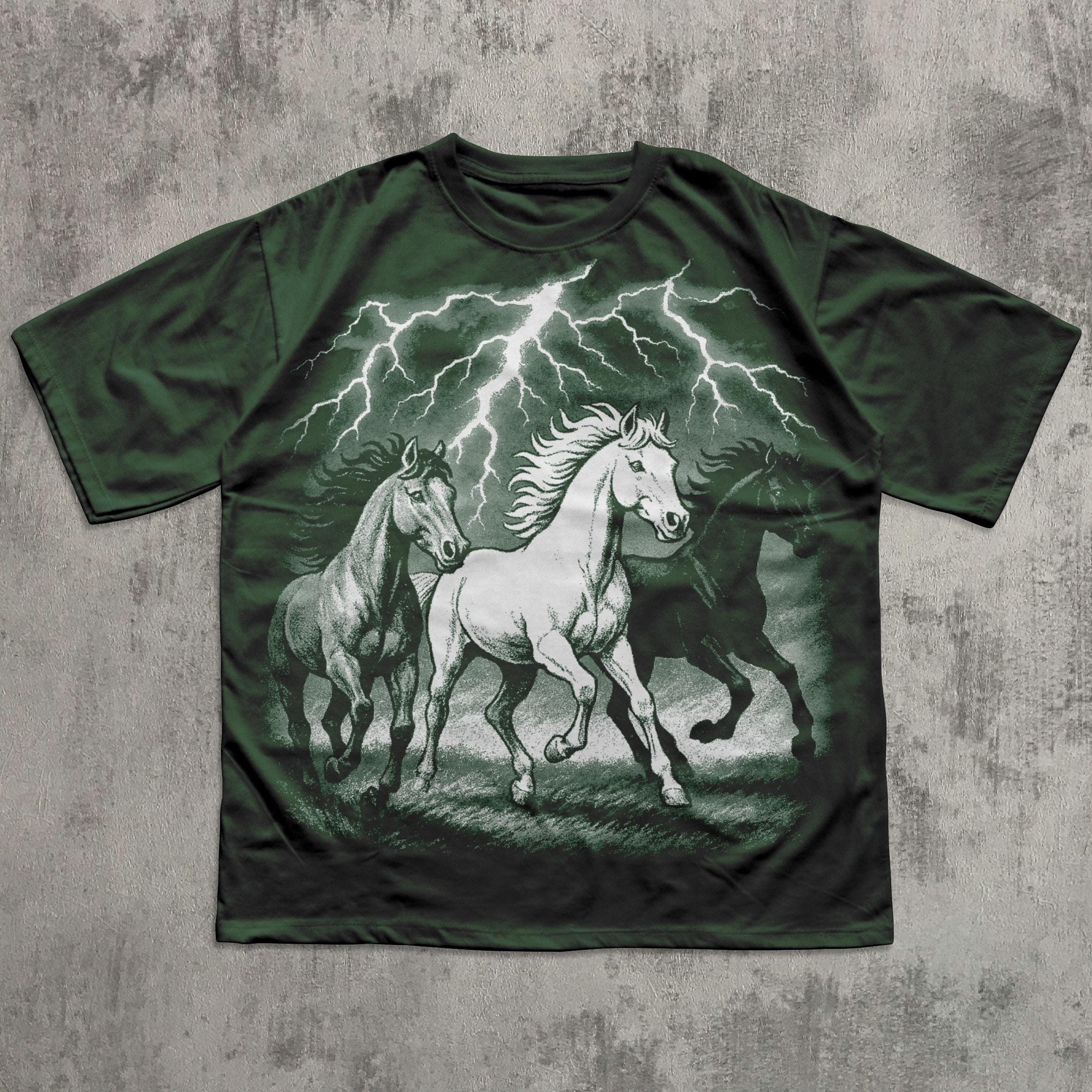 Vintage Graphic Thunder Wild Horses T-shirt, Horse Shirt, Comfort