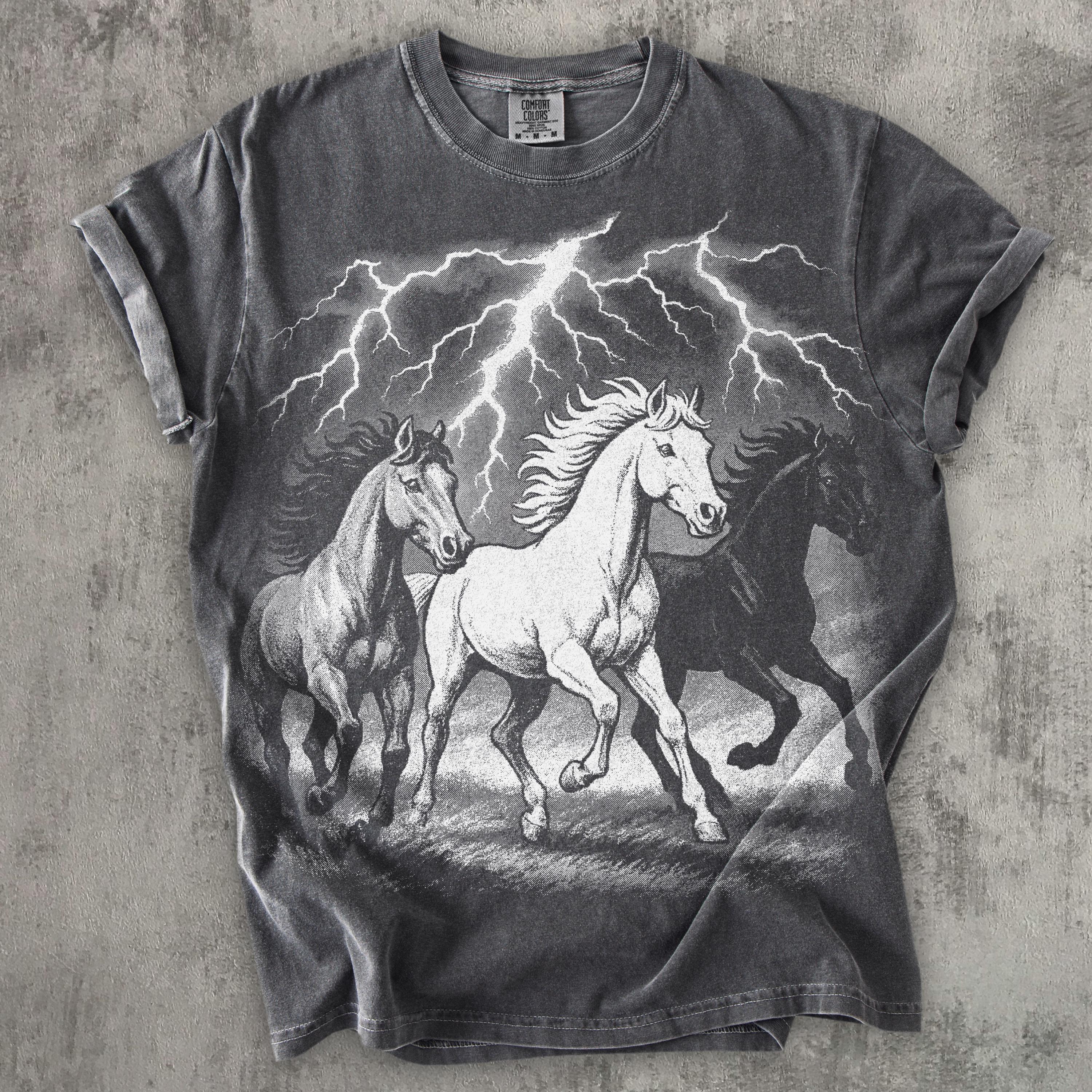 Vintage Graphic Thunder Wild Horses T-shirt, Horse Shirt, Comfort