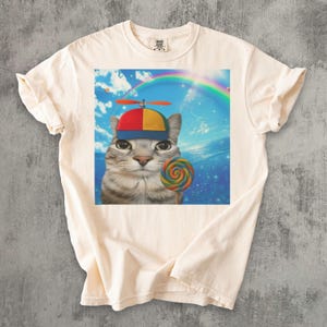 Happy Cat Dreamcore T-shirt, Funny Cats Shirt, Brainrot Meme Tee, Silly Kitten Tee, Cat Lover Gifts, Weird Tees, Gen Z Humor Tshirt Comfort Colors Ivory