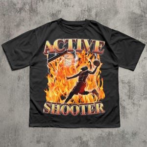 Maglietta con detti divertenti su Active Shooter, maglietta con meme, magliette stupide, maglietta squilibrata, abiti inappropriati, magliette strane, maglietta con meme sgradevoli, regali