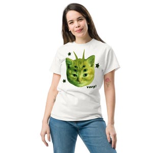 Vorp Funny Alien Cat Meme T-shirt, Silly Cats Shirt, Stupid Shirts, Unhinged Clothes, Brainrot Tee, Bogos Binted Memes Tee, Y2k Retro Tees