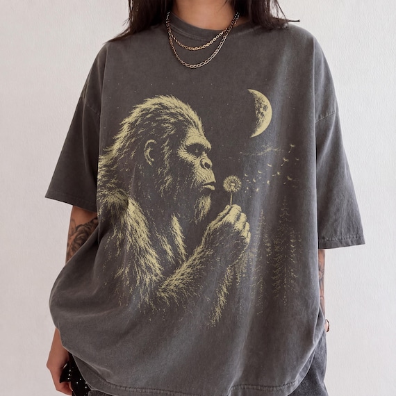 Bigfoot Blowing Dandelion Shirt, Peaceful Sasquatch Tee, Funny Bigfoot Shirt, Woodland Cryptid Shirt, Nature Lover Gift